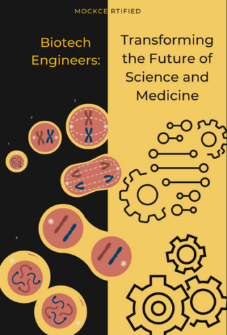 Biotech Engineers: Transforming the Future of Science and Medicine in black and yellow contrast background