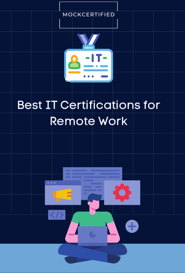 Best IT Certifications for Remote Work in blue and white check boxes background