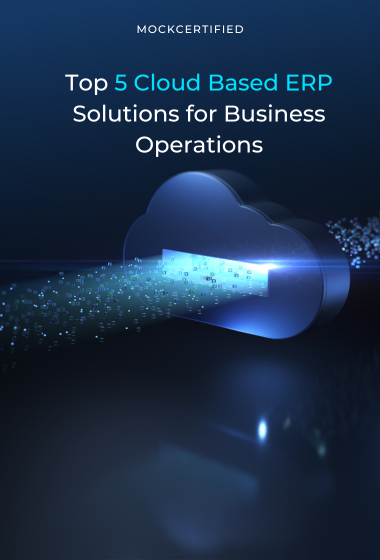 Top 5 Cloud Based ERP Solutions for Business Operations in dark blue background with a cloud computing element
